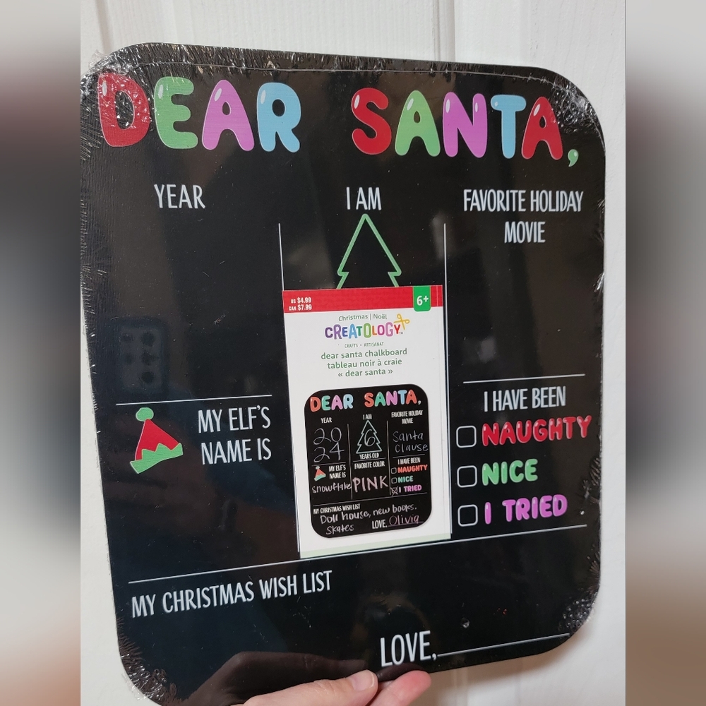 Creatology Dear Santa Chalkboard Sign NWT
